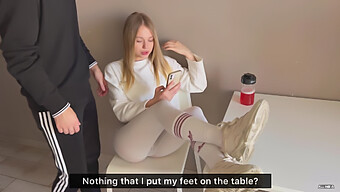 Teen Girlfriend Gets Kinky In The Kitchen With Foot Fetish And Cumshot